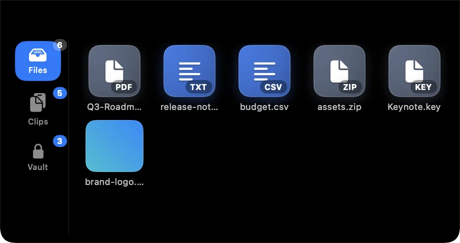 FileClipSync shelf on macOS